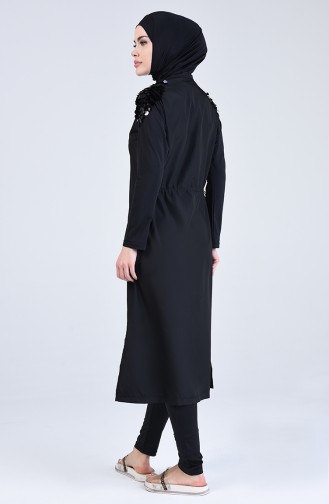 Schwarz Hijab Badeanzug 20200-02