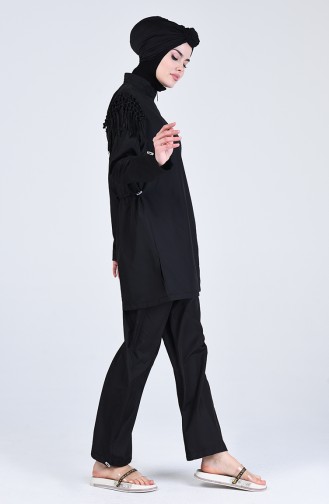 Schwarz Hijab Badeanzug 20204-01