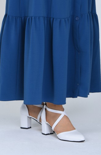 Damen Schuhe mit Kreuz Gürtel 11368 Weiss Leder 11368