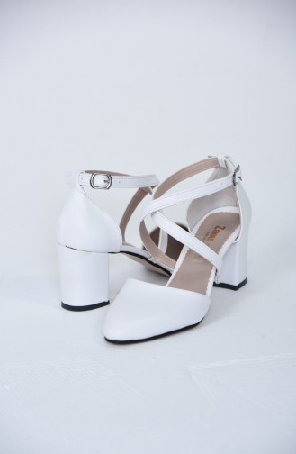 Damen Schuhe mit Kreuz Gürtel 11368 Weiss Leder 11368