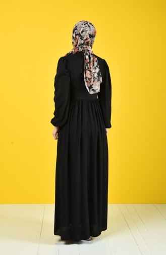Schwarz Hijab Kleider 8124-02