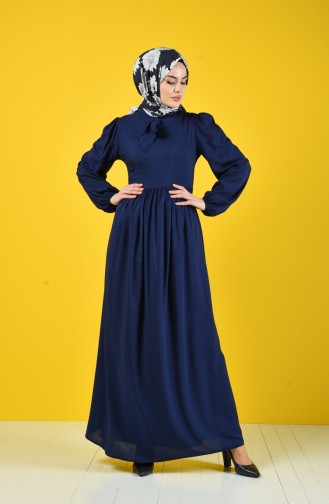 Dunkelblau Hijab Kleider 8124-09