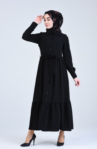 Button-down Belted Dress 0912-01 Black 0912-01