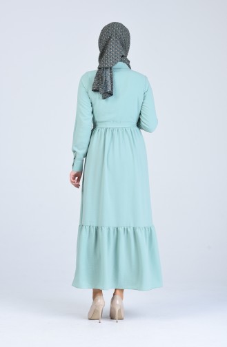 Button-down Belted Dress 0912-02 Water Green 0912-02