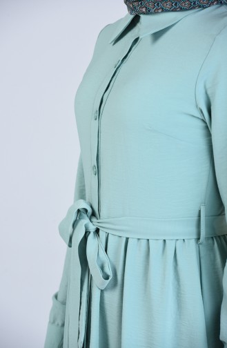 Button-down Belted Dress 0912-02 Water Green 0912-02
