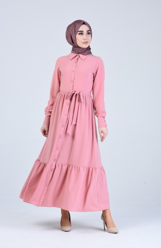 Button-down Belted Dress 0912-03 Dry Rose 0912-03