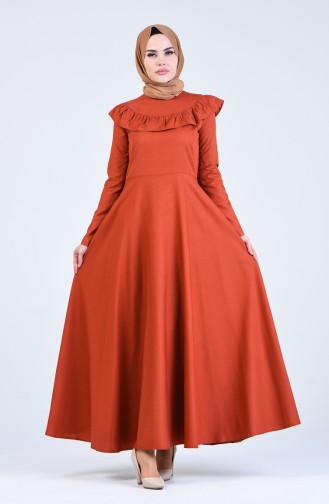 Brick Red Hijab Dress 7269-02