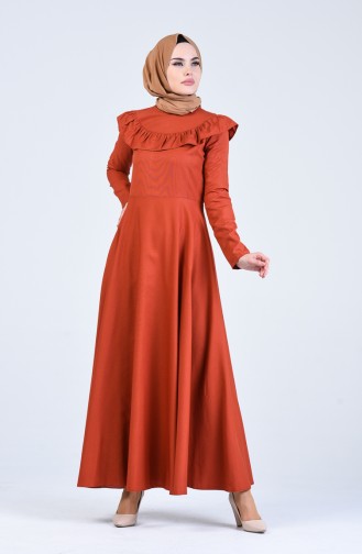 Brick Red Hijab Dress 7269-02