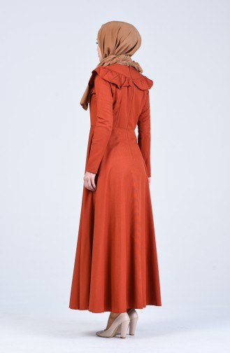 Brick Red Hijab Dress 7269-02