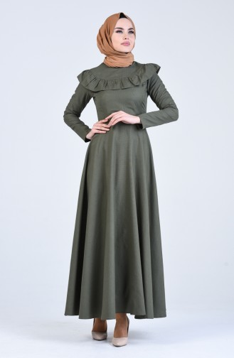 Khaki Hijab Dress 7269-06
