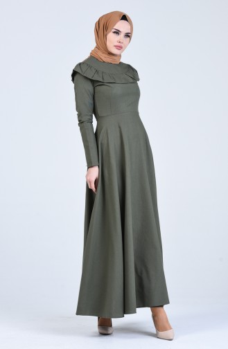 Khaki Hijab Dress 7269-06