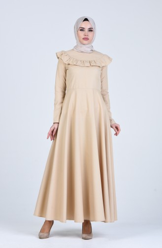 Beige Hijab Dress 7269-09