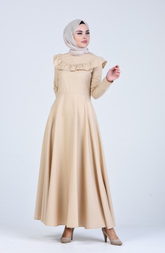 Beige Hijab Kleider 7269-09