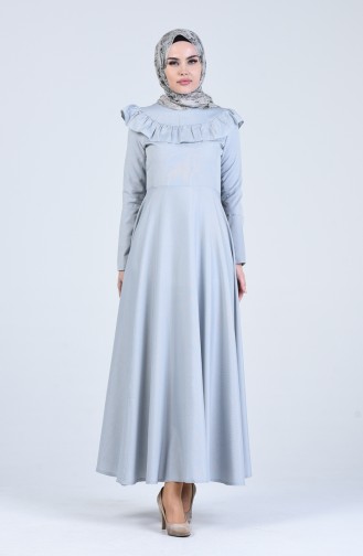 Grau Hijab Kleider 7269-10