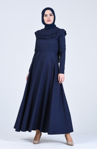 Navy Blue Hijab Dress 7269-15