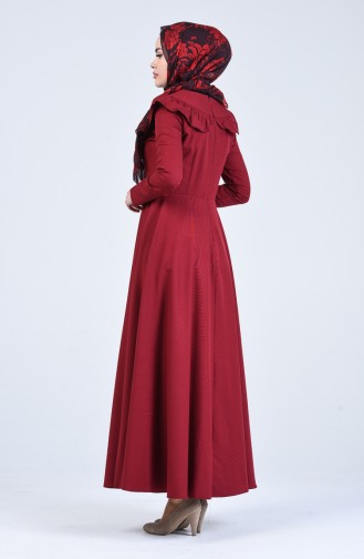 Claret Red Hijab Dress 7269-16