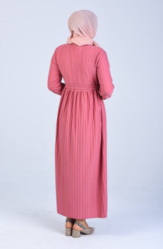 Plus Size Sleeve Elastic Pleated Dress 8022-06 Dry Rose 8022-06