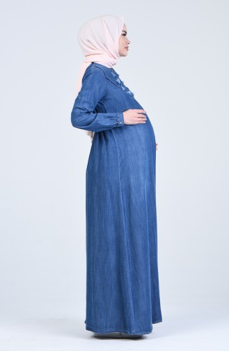 Jeansblau Hijab Kleider 8612-01