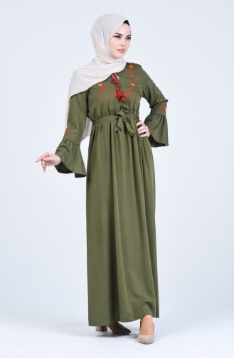 Khaki Hijab Kleider 8636-02