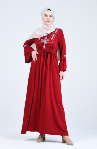 Weinrot Hijab Kleider 8636-03