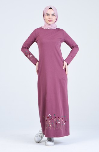 Beige-Rose Hijab Kleider 3173-04