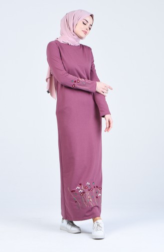 Beige-Rose Hijab Kleider 3173-04