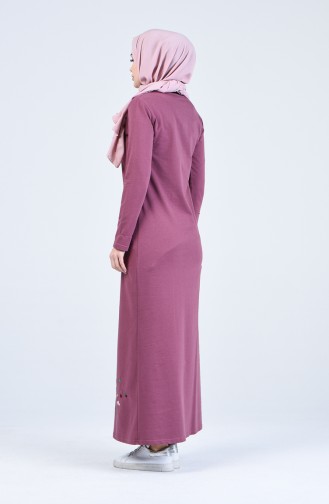 Beige-Rose Hijab Kleider 3173-04