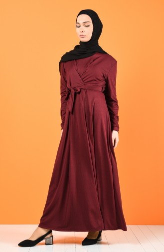 Weinrot Hijab Kleider 8003-04