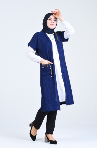 Saks-Blau Strickjacke 4235A-01