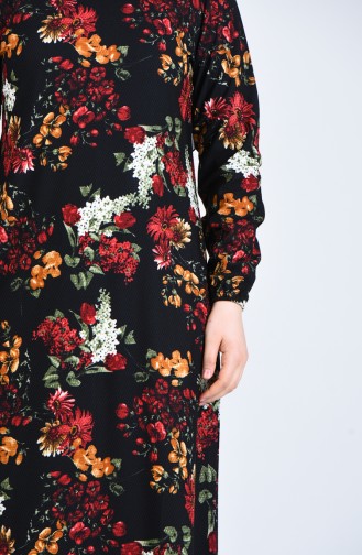 Plus Size Floral Print Dress 8869-05 Black 8869-05