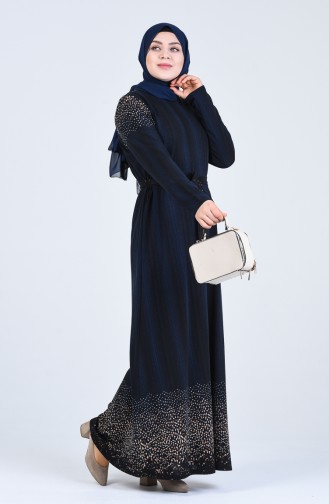 Dunkelblau Hijab Kleider 4805B-02