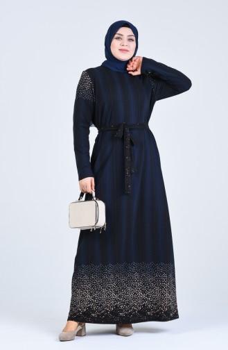 Dunkelblau Hijab Kleider 4805B-02