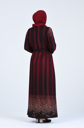 Plus Size Belted Dress 4805b-04 Burgundy 4805B-04