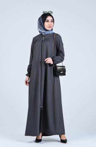 Abaya a Fermeture 2140-01 Gris 2140-01