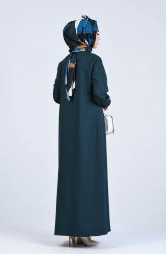 Abaya a Fermeture 2140-02 Vert emeraude 2140-02