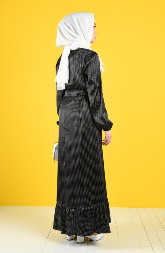 Puantiyeli Elbise 1948-01 Siyah