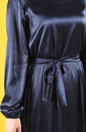 Puantiyeli Elbise 1948-02 Lacivert