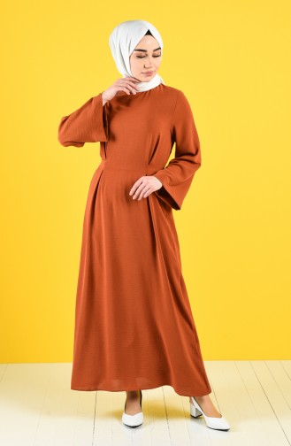 Ziegelrot Hijab Kleider 1001-01