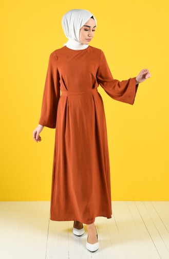 Brick Red Hijab Dress 1001-01