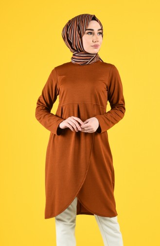 Asymmetrische Tunika mit Rüschen  1142-02 Tabak 1142-02
