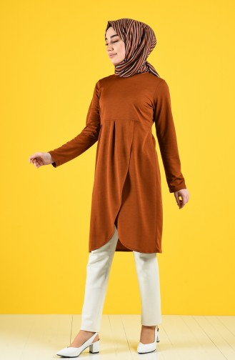 Asymmetrische Tunika mit Rüschen  1142-02 Tabak 1142-02