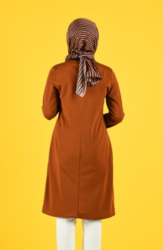 Asymmetrische Tunika mit Rüschen  1142-02 Tabak 1142-02