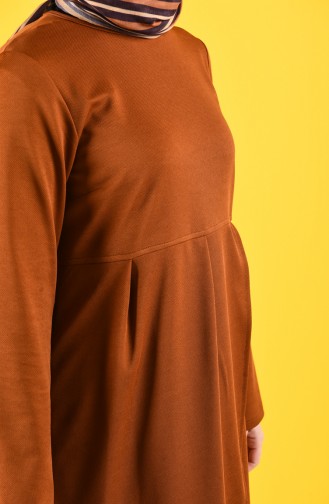 Asymmetrische Tunika mit Rüschen  1142-02 Tabak 1142-02