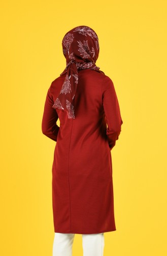 Asymmetrische Tunika mit Rüschen  1142-03 Weinrot 1142-03