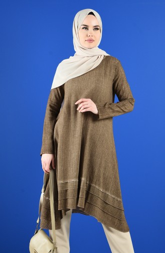 Şile Bezi Asimetrik Tunik 9046-08 Camel