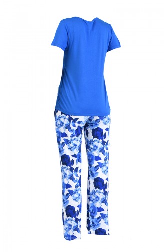 Büyük Beden Kısa Kollu Pijama Takım 5001-01 Saks
