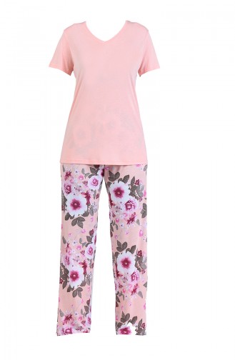 Kısa Kollu Pijama Takım 4003-02 Somon