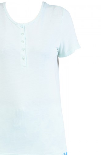 Düğmeli Kısa Kollu Pijama Takım 4021-01 Mint Yeşili