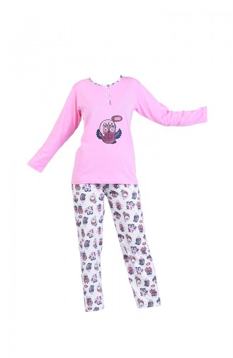 Geknöpftes Pyjama Set 2300-04 Pink 2300-04