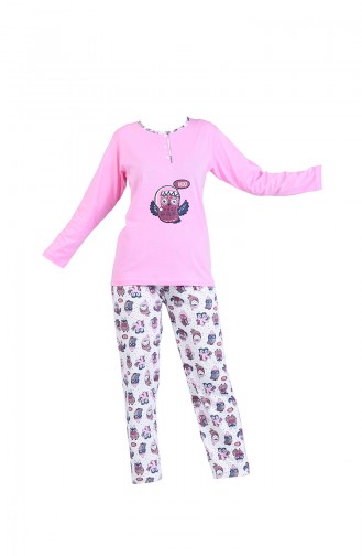 Düğmeli Pijama Takım 2300-04 Pembe